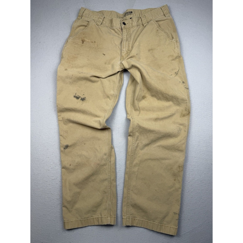 Carhartt Relaxed Fit Carpenter Work Pants Men 38x32 Brown Duck Canvas Distressed
